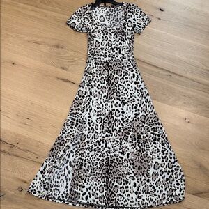 Chic Black and White Animal Print Maxi Dress
